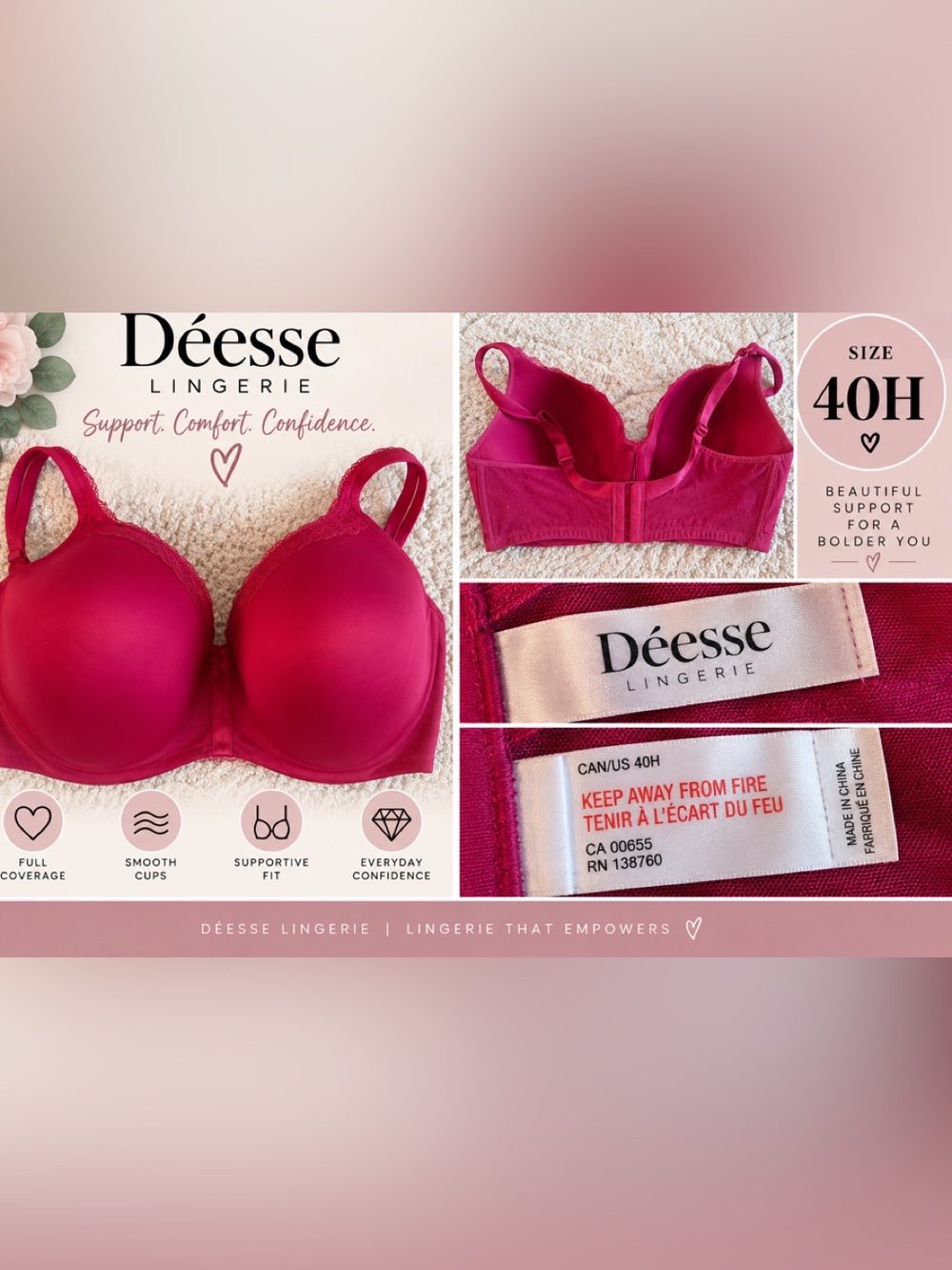 Deesse Lingerie Full Coverage Bra — Deep Fuchsia